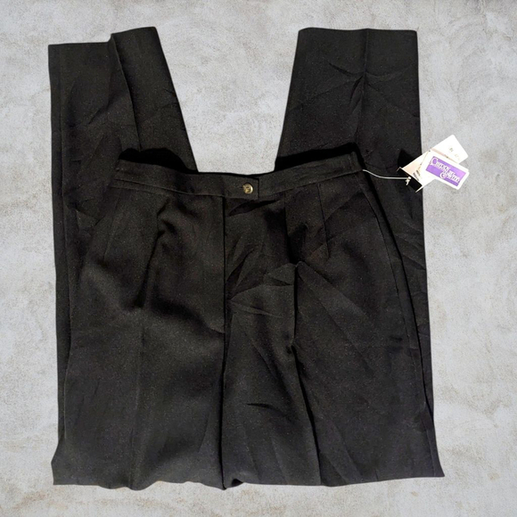 MORTON BERNARD | NWT 90s Vintage Black Polyester Trousers Size 10 - Picture 2 of 11